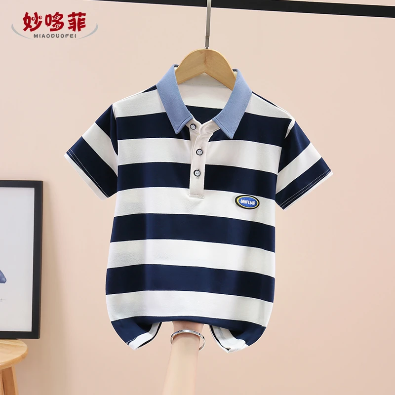 男童t恤短袖2024夏装新款儿童翻领上衣夏季中大童polo衫男孩童装