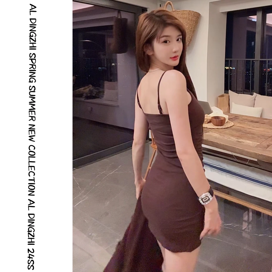 AL DINGZHI【纯欲轨迹】茶系穿搭配御姐甜辣妹纯欲性感吊带连衣裙