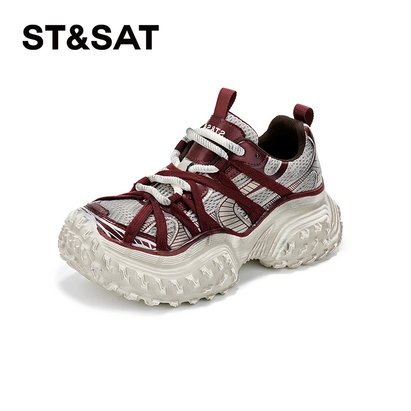 星期六运动女士透气增高老爹鞋2025年新款时尚百搭通勤网面休闲鞋