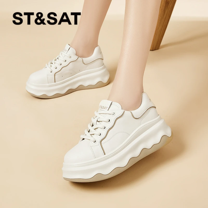 星期六厚底增高小白鞋女2024夏季新款面包板鞋爆款百搭运动休闲鞋
