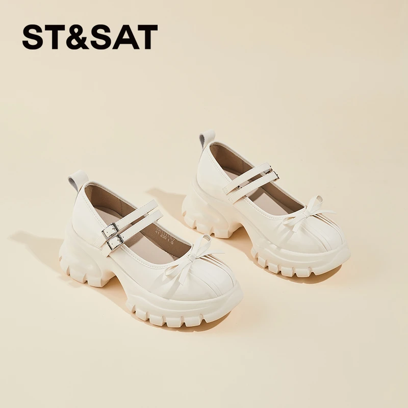 星期六简约时尚玛丽珍鞋女2025秋季新款小香风明星同款粗跟单鞋