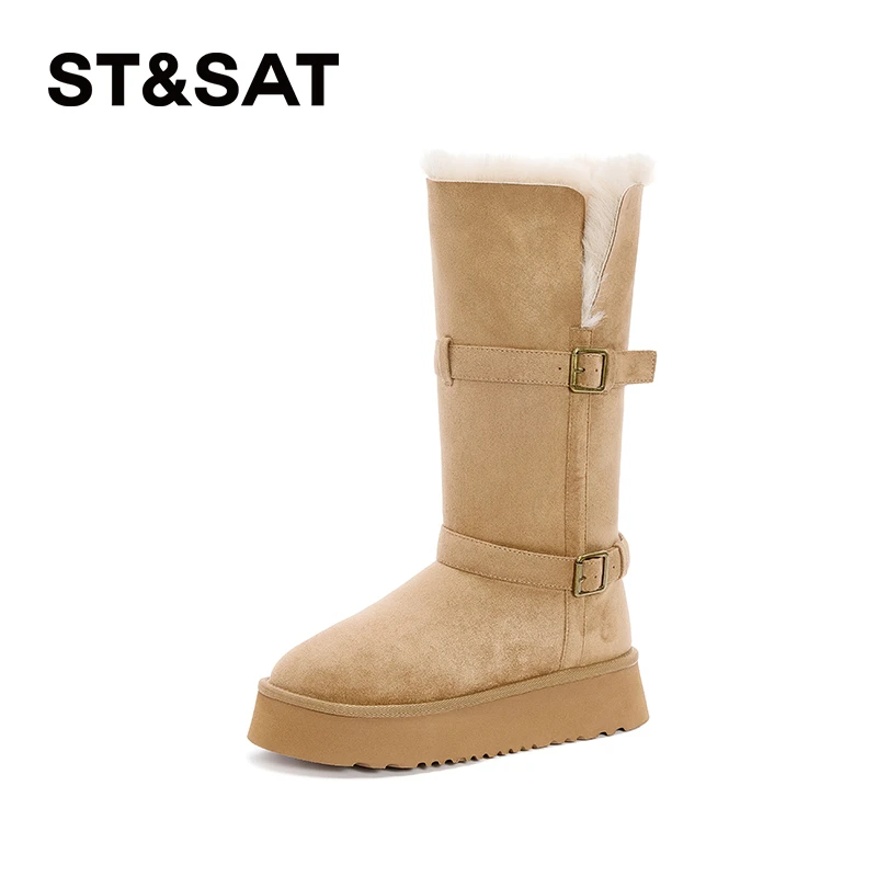 星期六东北零下40度高筒雪地靴女款爆款2025新款加绒加厚厚底棉靴