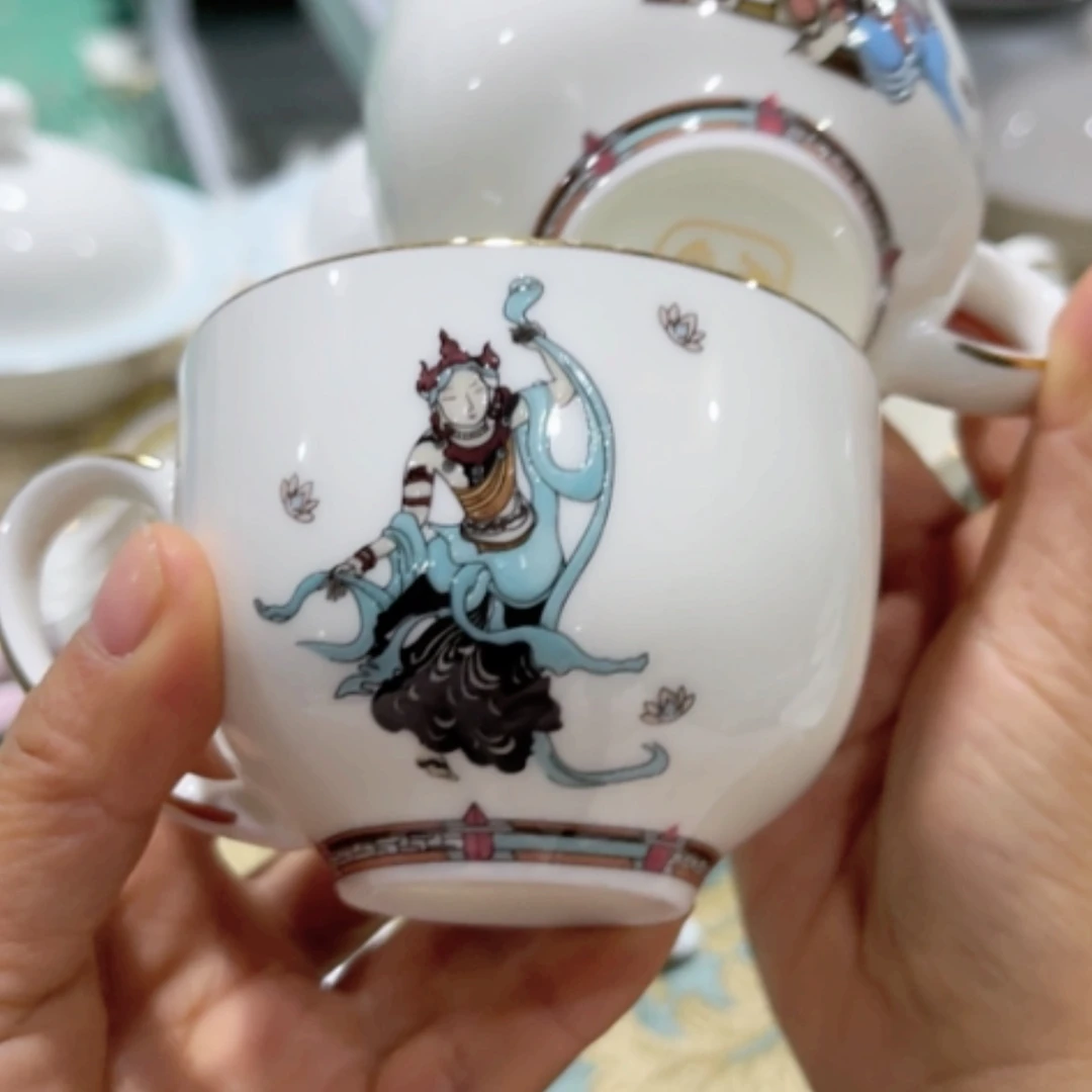 【闪购商品】陶瓷盘敦煌咖啡杯4个瑕疵