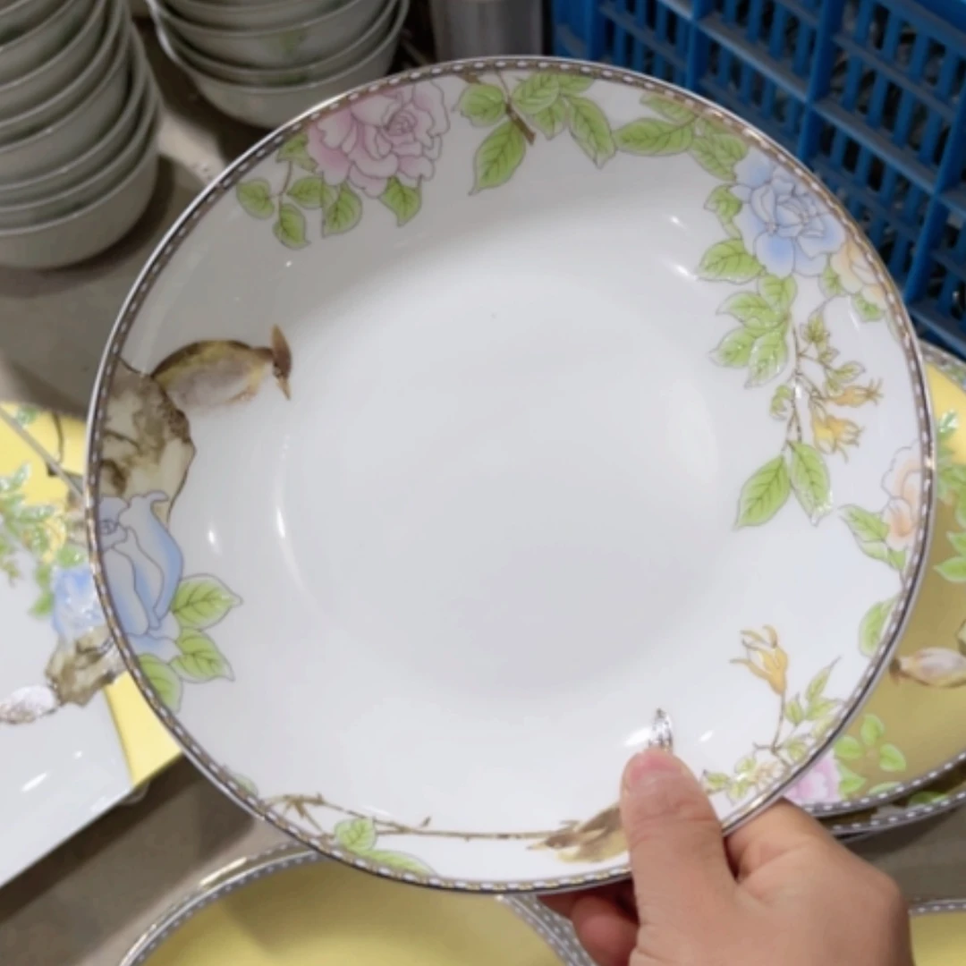 【闪购商品】陶瓷盘琴瑟和鸣深盘2个瑕疵