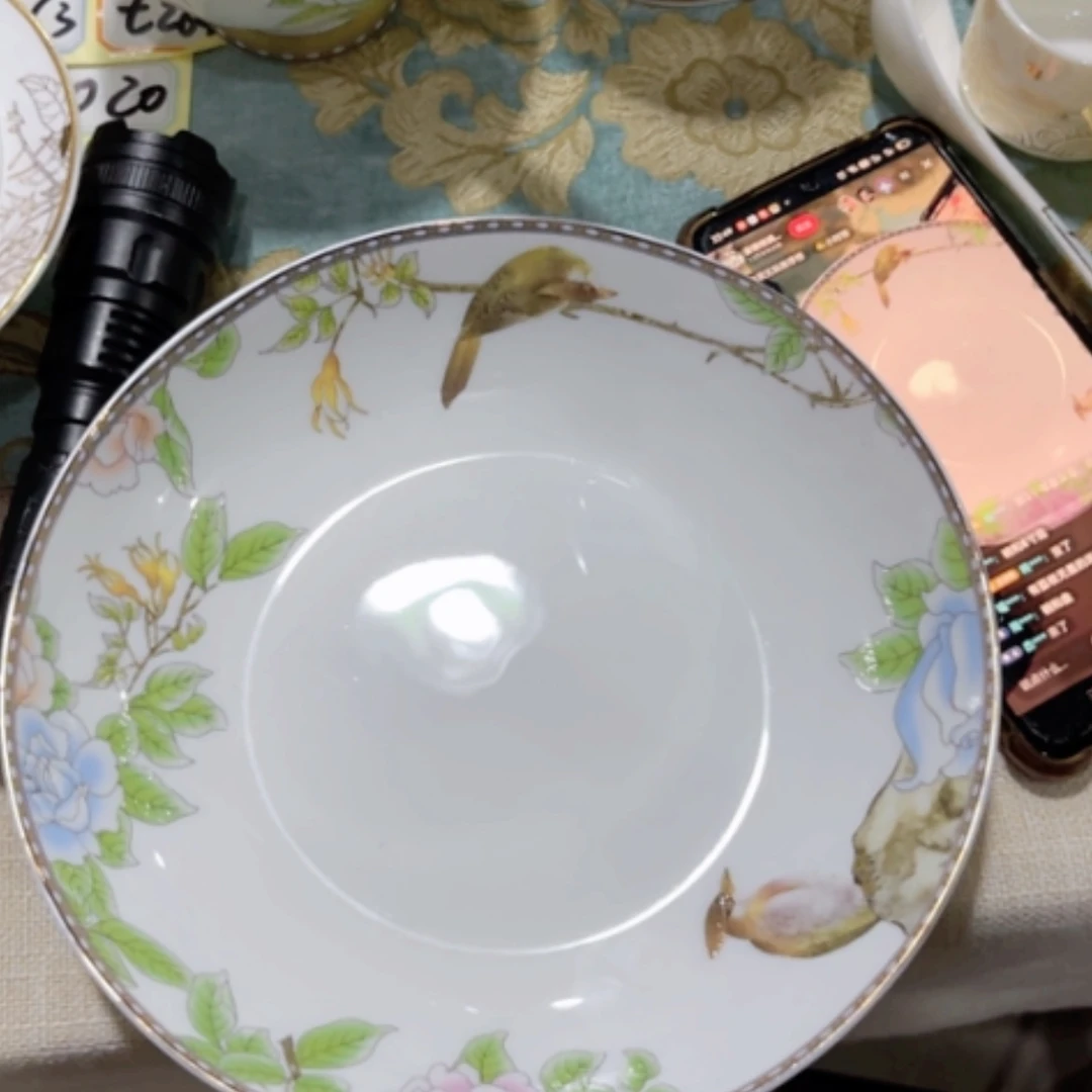 【闪购商品】陶瓷盘琴瑟深盘二个瑕疵