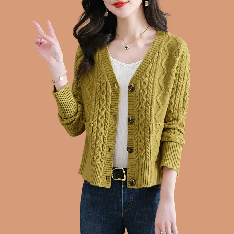 小个子毛衣外套女春秋装2024新款高腰外搭披肩配裙子上衣羊毛开衫