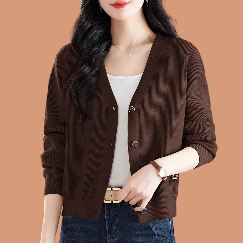 小个子百搭针织开衫女秋装2025新款v领外搭披肩配半身裙毛衣外套