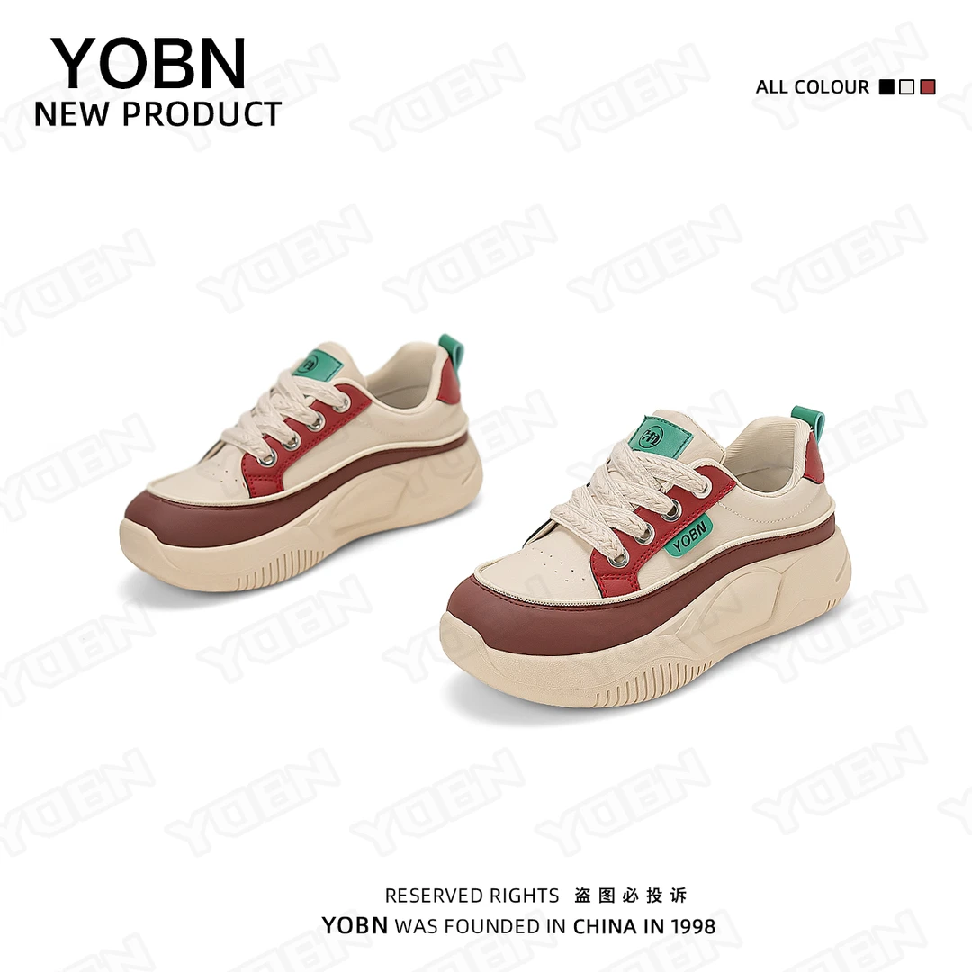 YOBN/优步小白鞋2024新款秋季百搭运动增高厚底休闲鞋女生板鞋H02