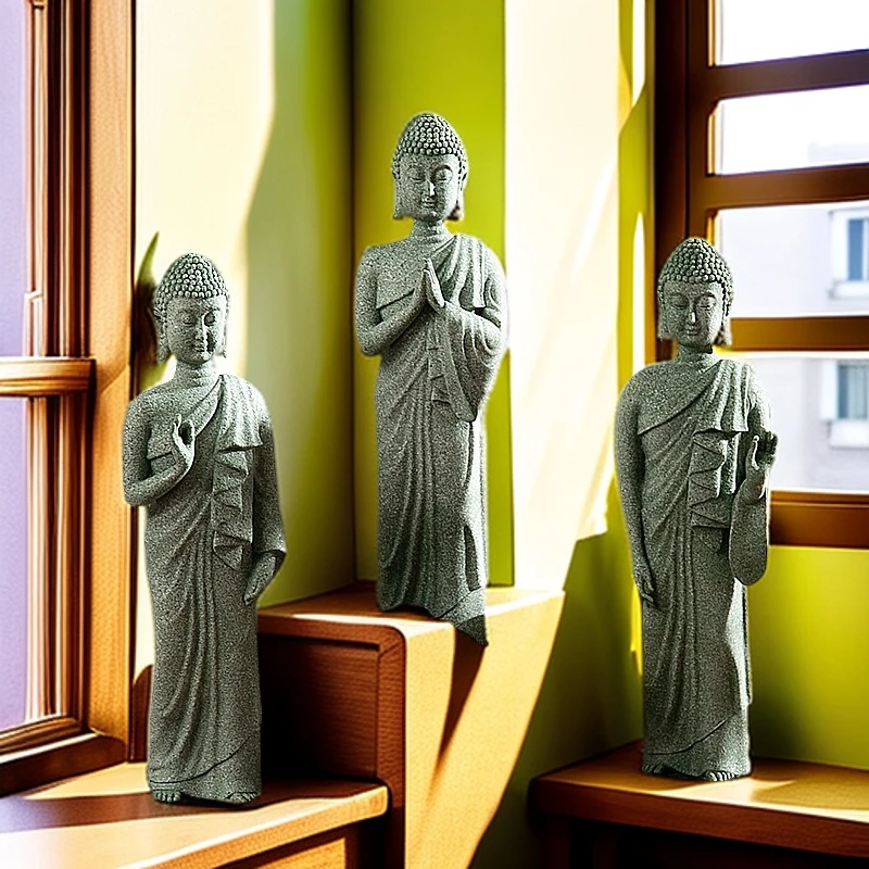 工艺品雕刻鱼缸青砂石佛像水族造景中式茶宠家居装摆件创意禅意