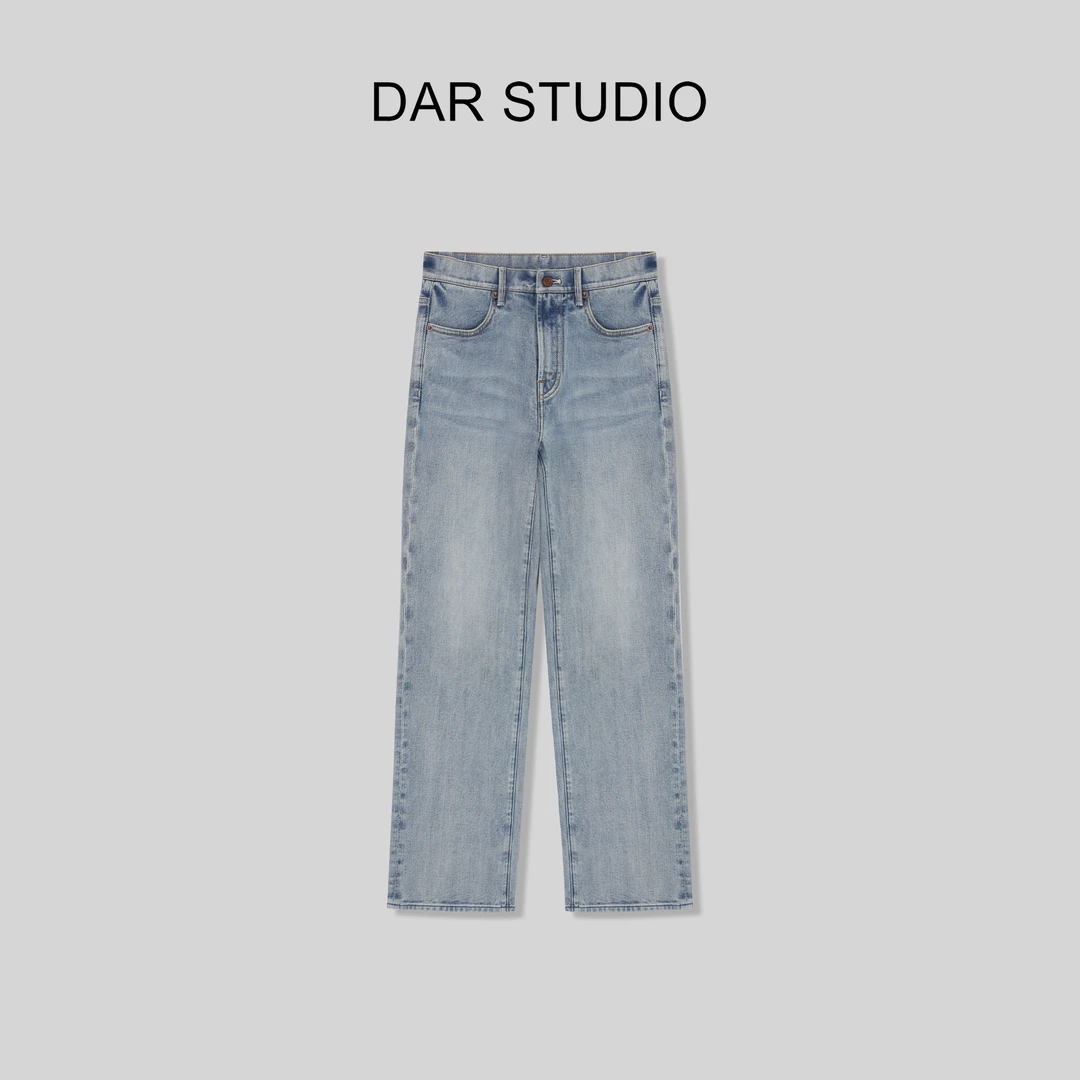 DAR STUDIO 高线 【盐系牛仔】2024春夏新款窄版阔腿裤牛仔裤