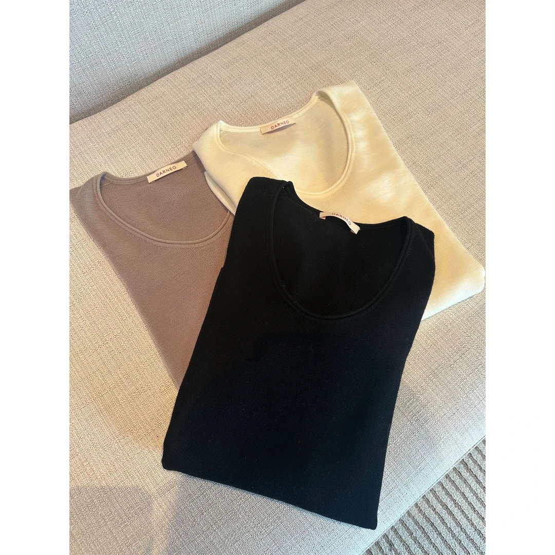 DAR  STUDIO 【天衣无缝】100羊毛四平织法一体机汤匙领针织衫