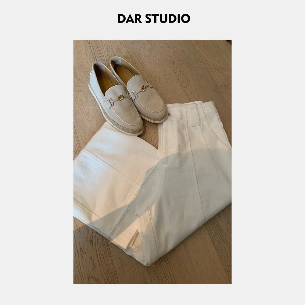 DAR STUDIO 深圳货【中缝牛仔】2024秋季宽松小白裤牛仔裤88061