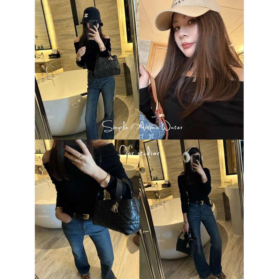 DAR STUDIO 深圳货【斜肩针织】100羊毛秋冬设计师款针织衫 14087