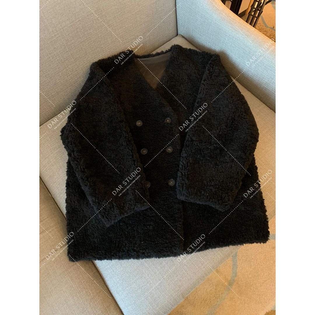 DAR STUDIO 【双排扣外套】100羊毛秋冬新款双排扣开衫外套24111