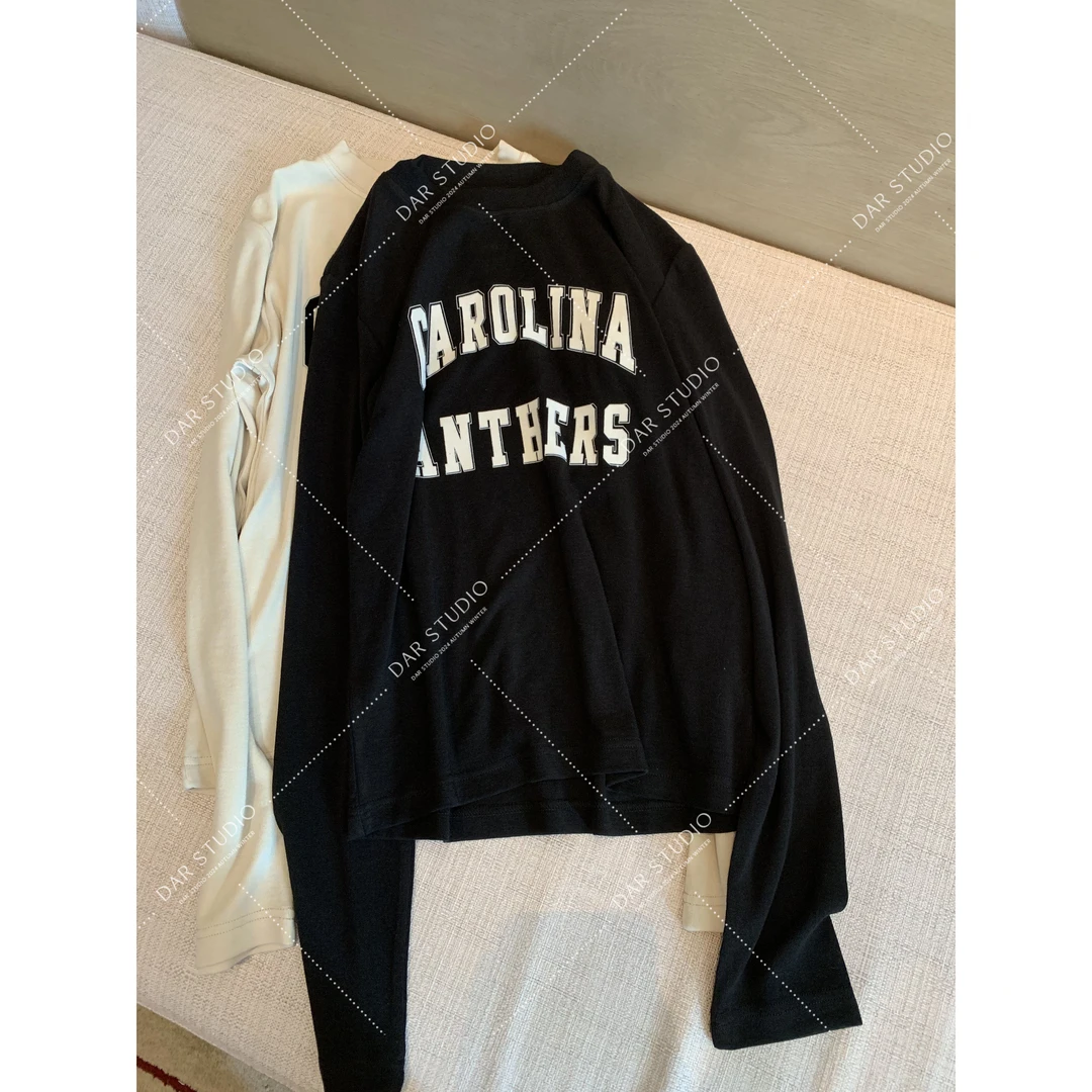 DAR STUDIO 【时髦宠儿】2024秋冬休闲高级感简约字母T恤2412770