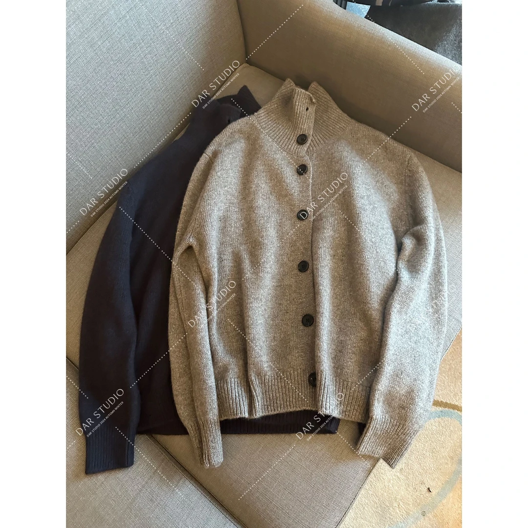 DAR STUDIO 【棉花糖】绵羊M山羊R冬季新款立领开衫毛衣外套24071