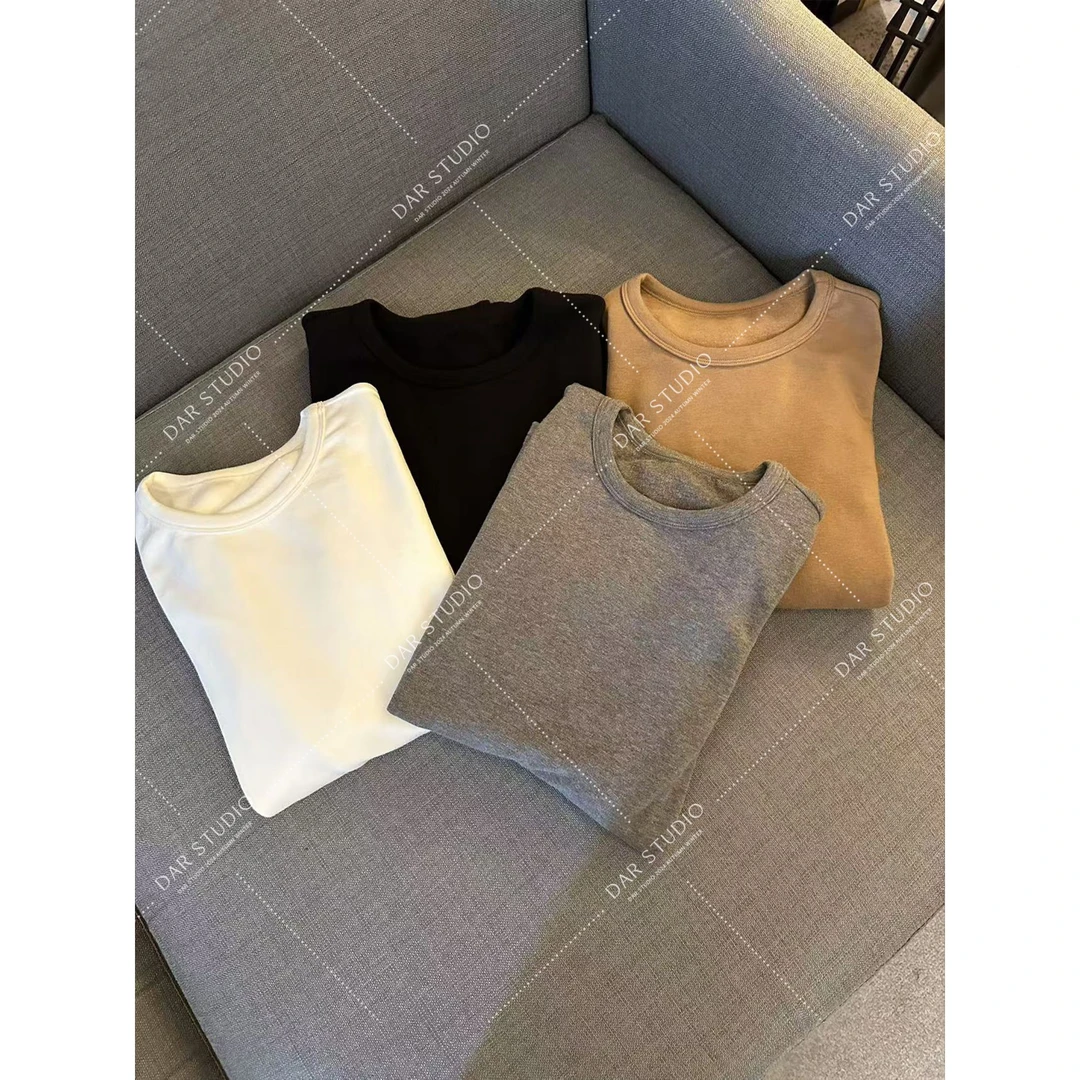 DAR STUDIO 深圳货【人手一件2.0】2024磨毛极简百搭长袖T恤88200