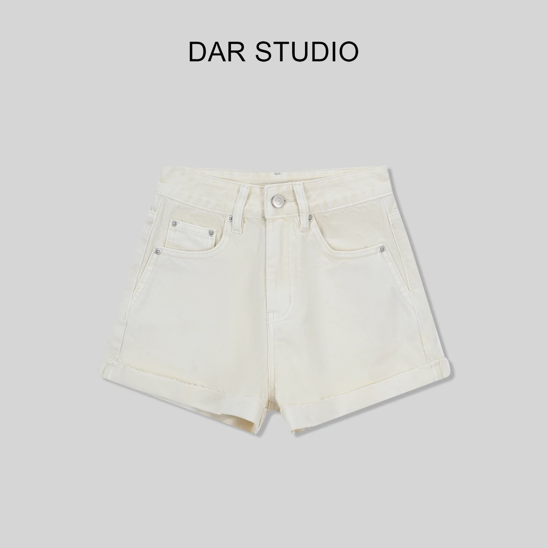 DAR STUDIO 【卷边牛仔】2024夏季新款时尚设计卷边牛仔短裤