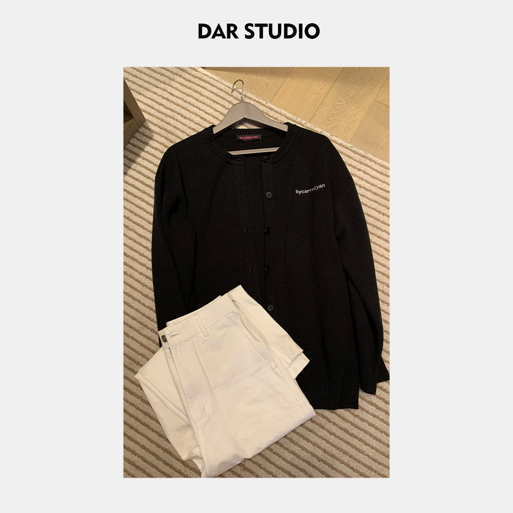 DAR STUDIO 粉标系列 【黑开衫】2024秋季新款含羊毛质感开衫外套