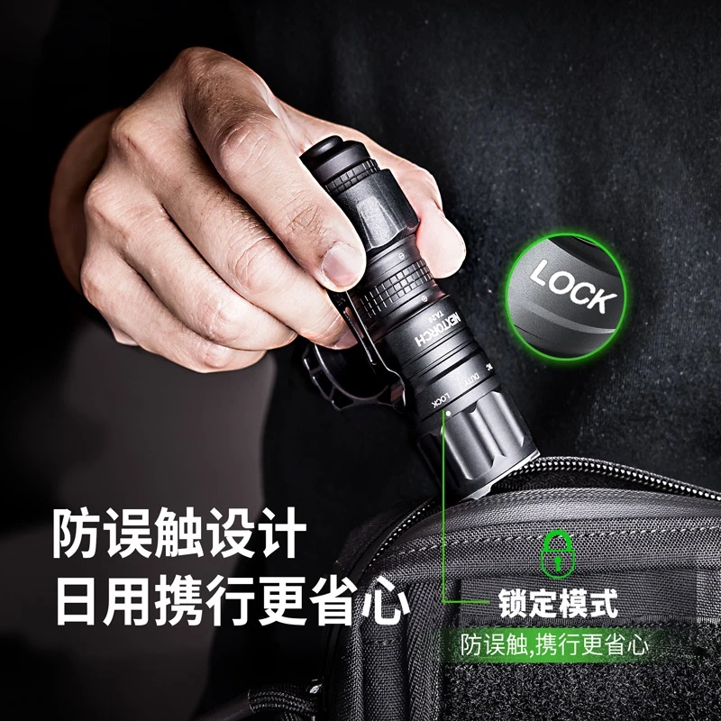 纳丽德TA20 EDC战术手电筒强光超亮迷你便携防身一键爆闪可充电