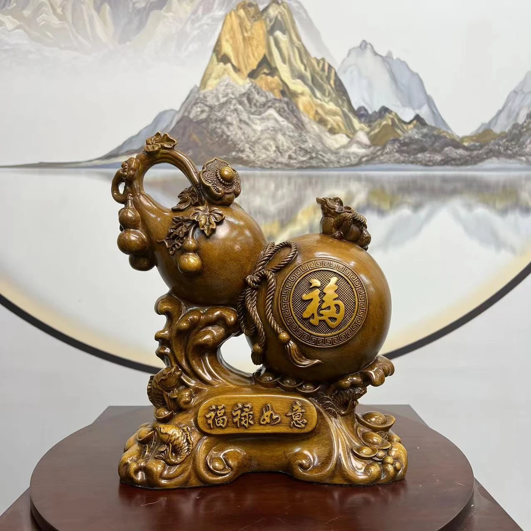 长19cm高21cm福禄如意小葫芦办公桌前台桌面摆件