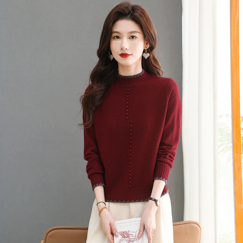 春竹羊毛衫新款洋气短款内搭秋冬季爆款时尚半高领休闲针织打底衫