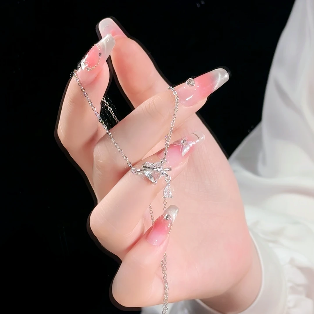 柯柒 钛钢项链 爱心流苏项链女锁骨链气质轻奢时尚小众百搭ins风