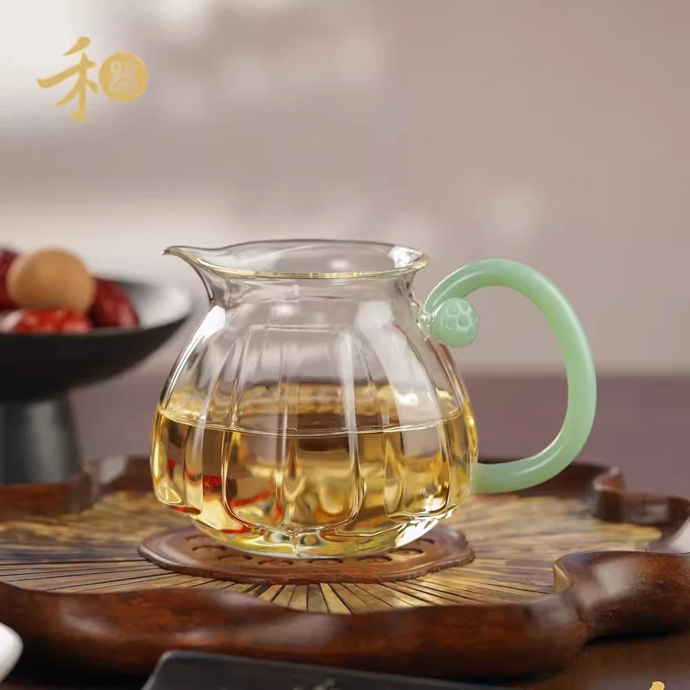 禾器公道杯莲君茶海高硼硅耐热玻璃莲花公杯和器茶室高档茶具