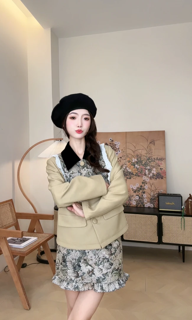 【落日花海套装】原创设计师女装法式复古日常可穿套装1