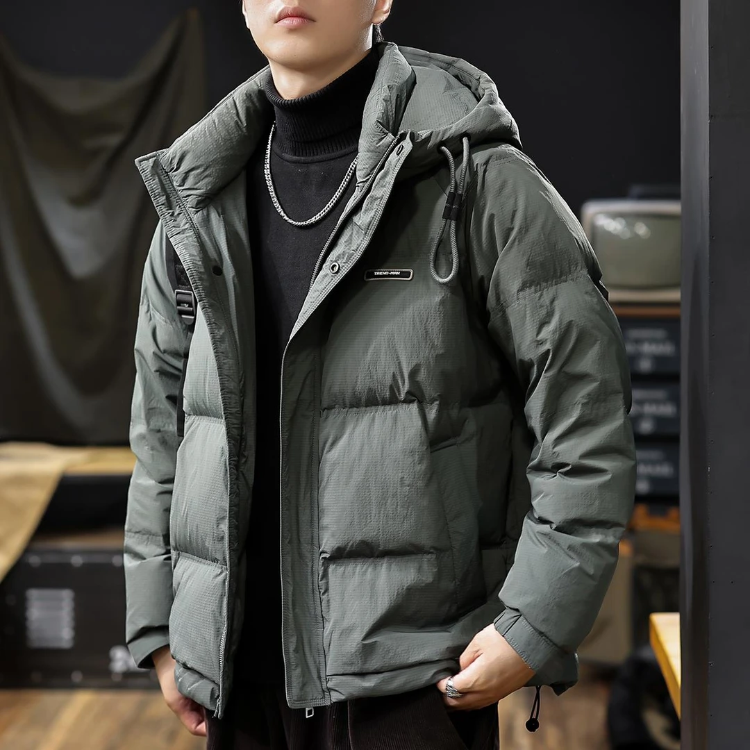 美式高充绒连帽羽绒服男2024冬季新款加厚保暖防钻绒潮流休闲外套