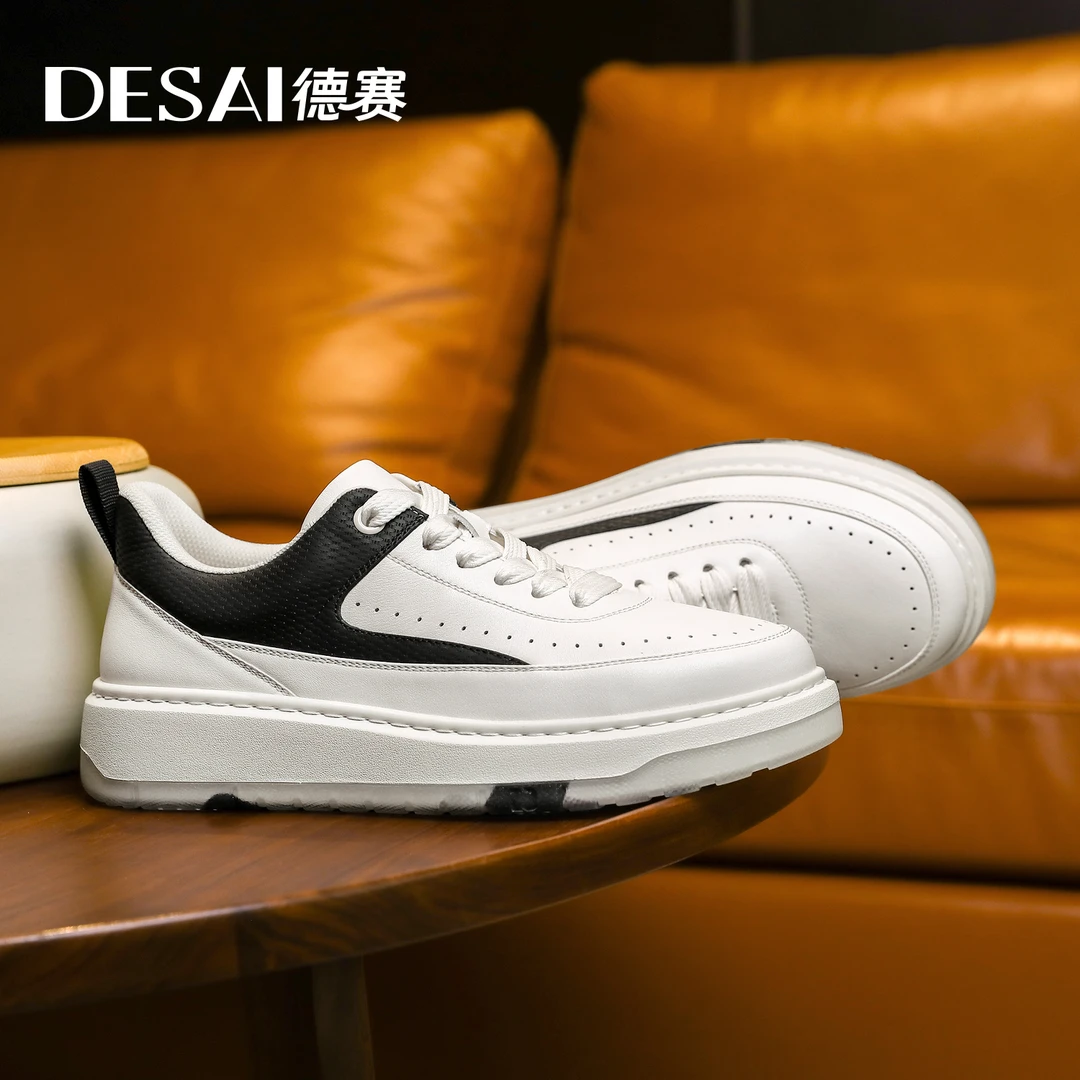 【德赛科技二代】男透气轻便减震男士跑步鞋软底舒适真皮低帮休闲鞋
