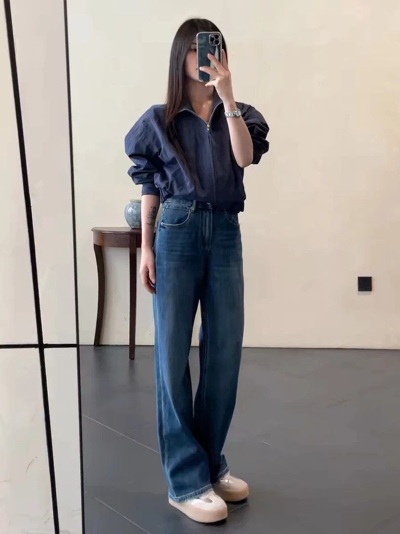 【忠】B-04【十三行】【孤品】牛仔裤法棍微喇直筒哈伦老爹烟管阔腿