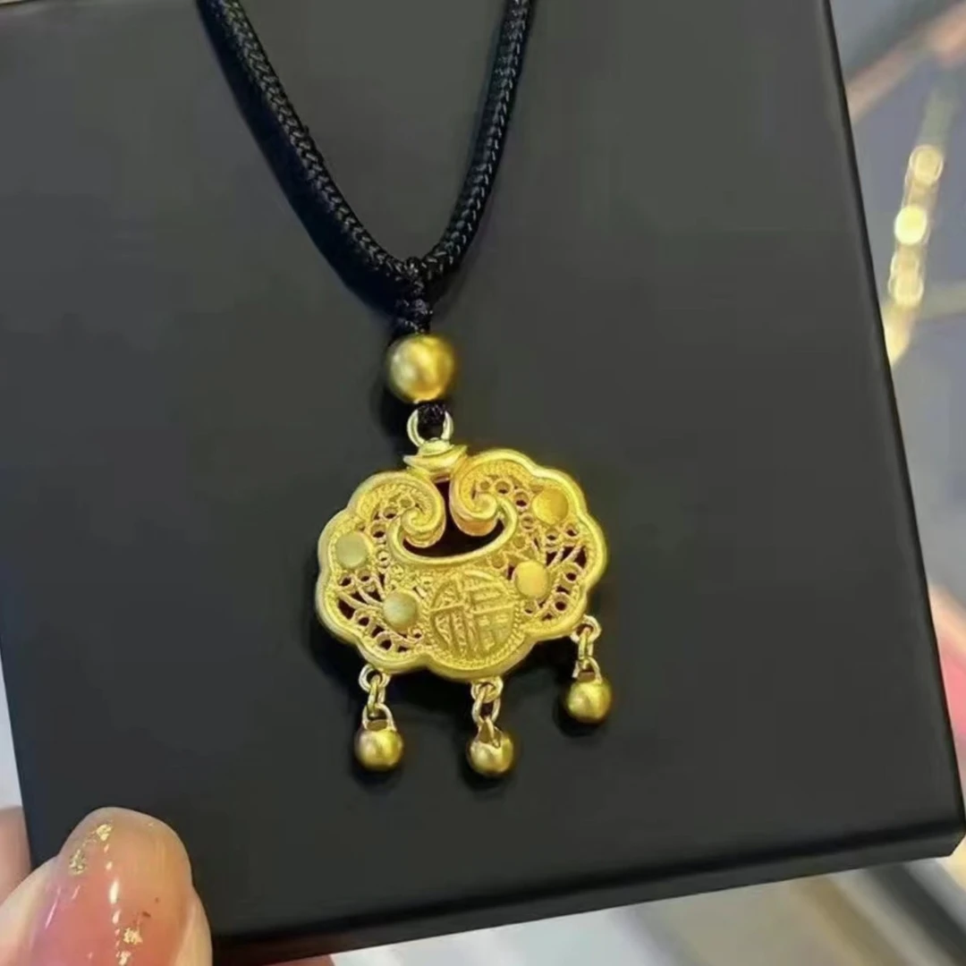 合金吊坠 镂空如意锁   传承女王大气复古经典百搭