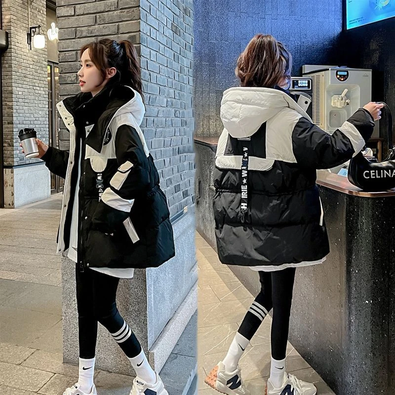 波司豋黑色中长款派克羽绒羽绒服女2023冬季新款小个子宽松显瘦连
