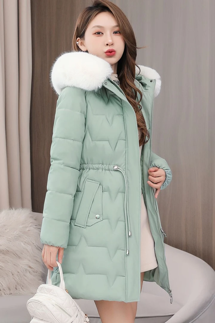 波司豋羽绒服女2023年新款修身中长款保暖大毛领棉衣外套时尚显瘦