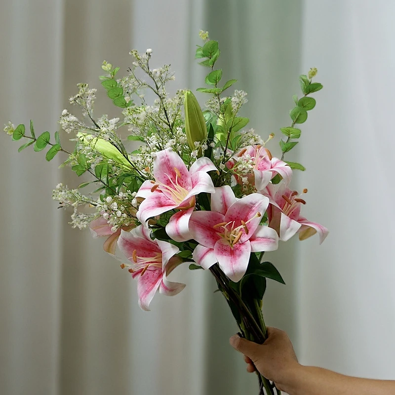 花仙悦影轻奢简约仿真百合花束仿真花假花家居软装婚庆摄影装饰花
