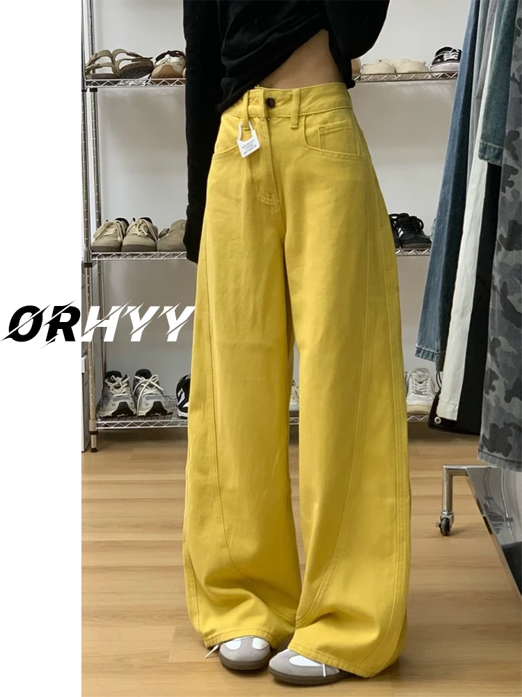 大码高街vibe阔腿宽松垂感显瘦牛仔裤女夏季高腰百搭直筒拖地裤子