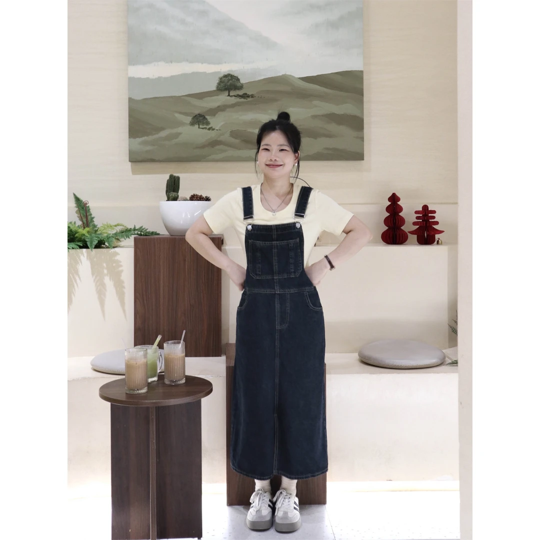 奈看小个子【减龄神器】韩系牛仔背带裙女夏休闲宽松显瘦连衣裙