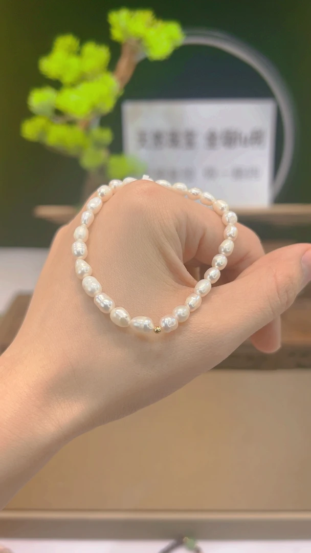 淡水珍珠手串时尚潮流素圈款F757手链