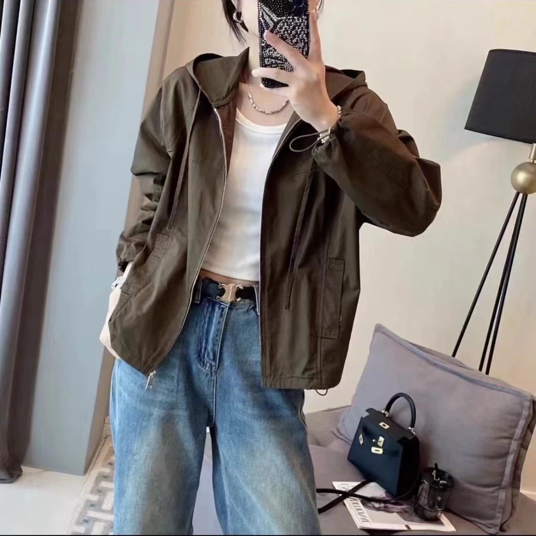 短款时尚休闲百搭连帽宽松短外套韩版女装春季