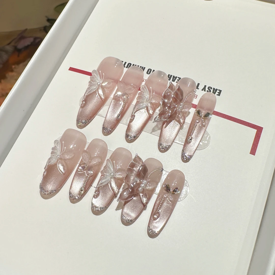 【月影】纯手工光疗穿戴甲重工美丽大方立体蝴蝶