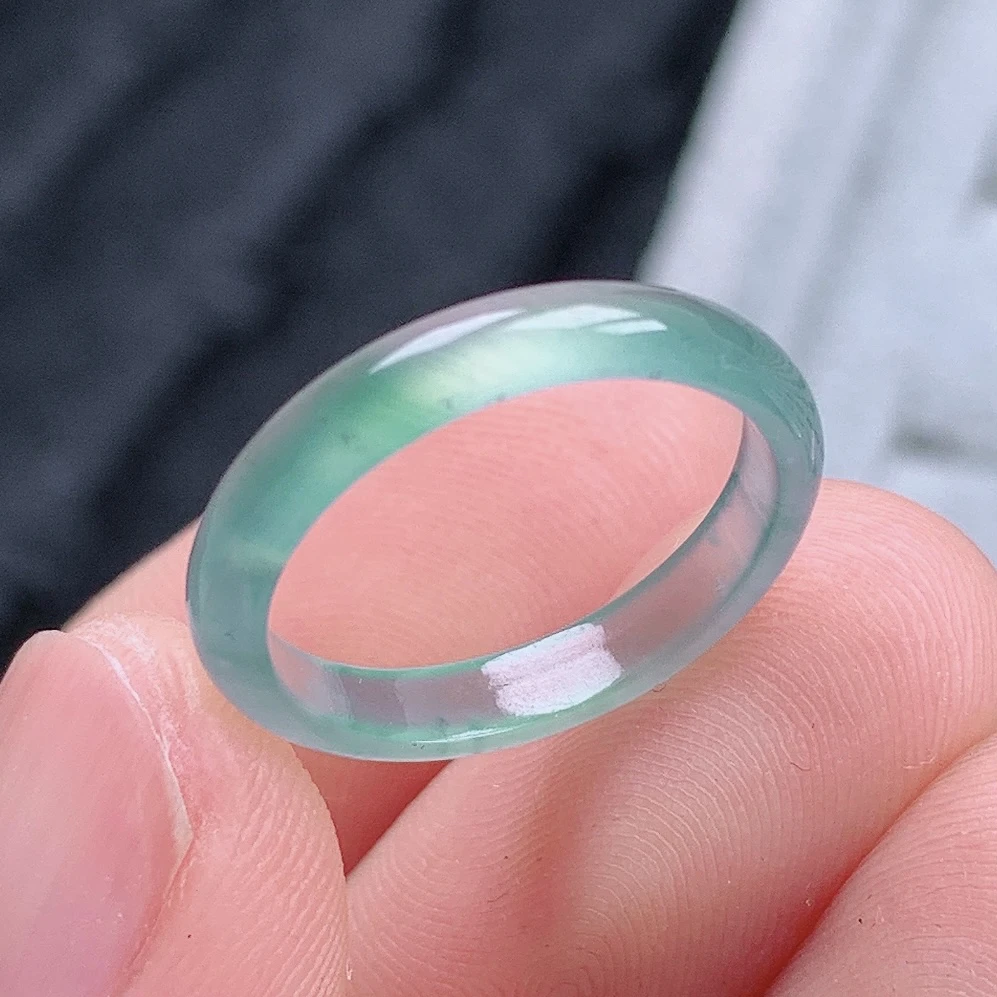 天然翡翠A货老坑冰种水润晴水翡翠戒指指环12号圈口内径16.4mm&24