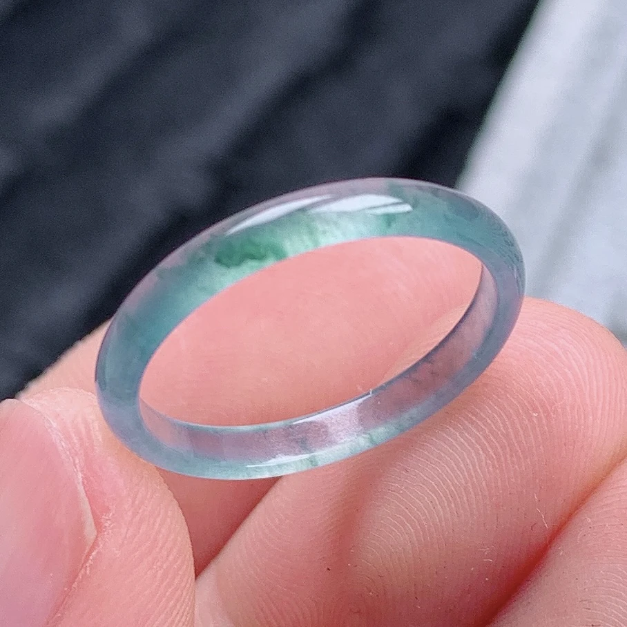 天然翡翠A货老坑冰种飘花翡翠戒指指环17-18号圈口内径18mm&55