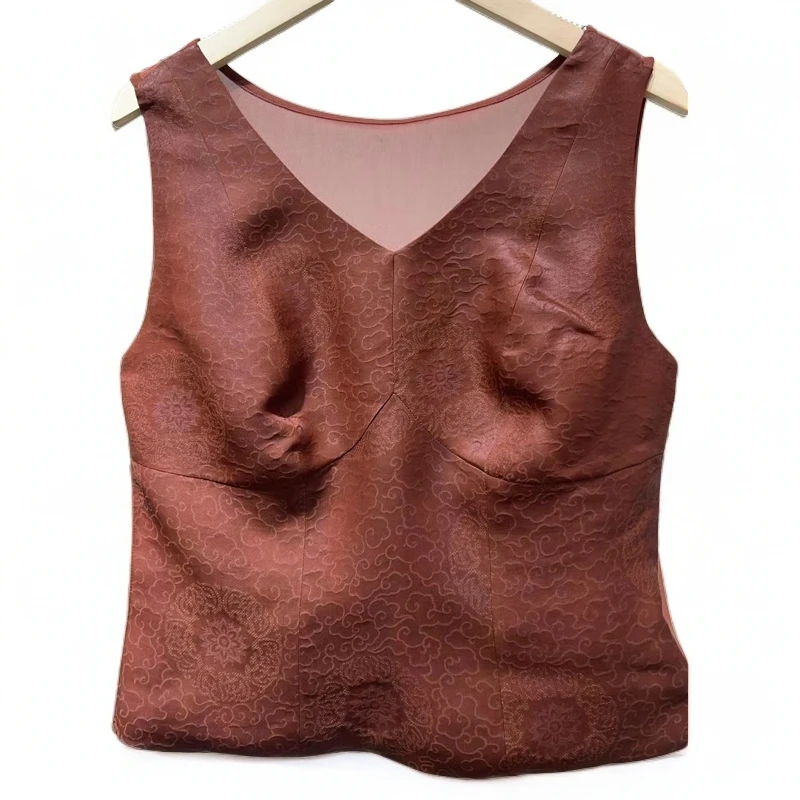 『云泌』桑蚕丝顺德非遗红云纱香云纱新款显瘦宽松背心1D13009-2