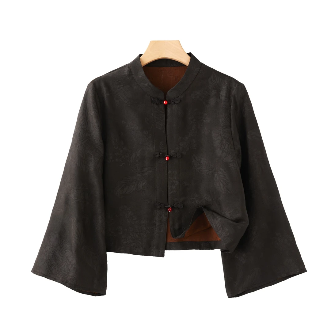 『空墨』桑蚕丝香云纱休闲新中式设计师宽松复古倒大袖外套1C66012