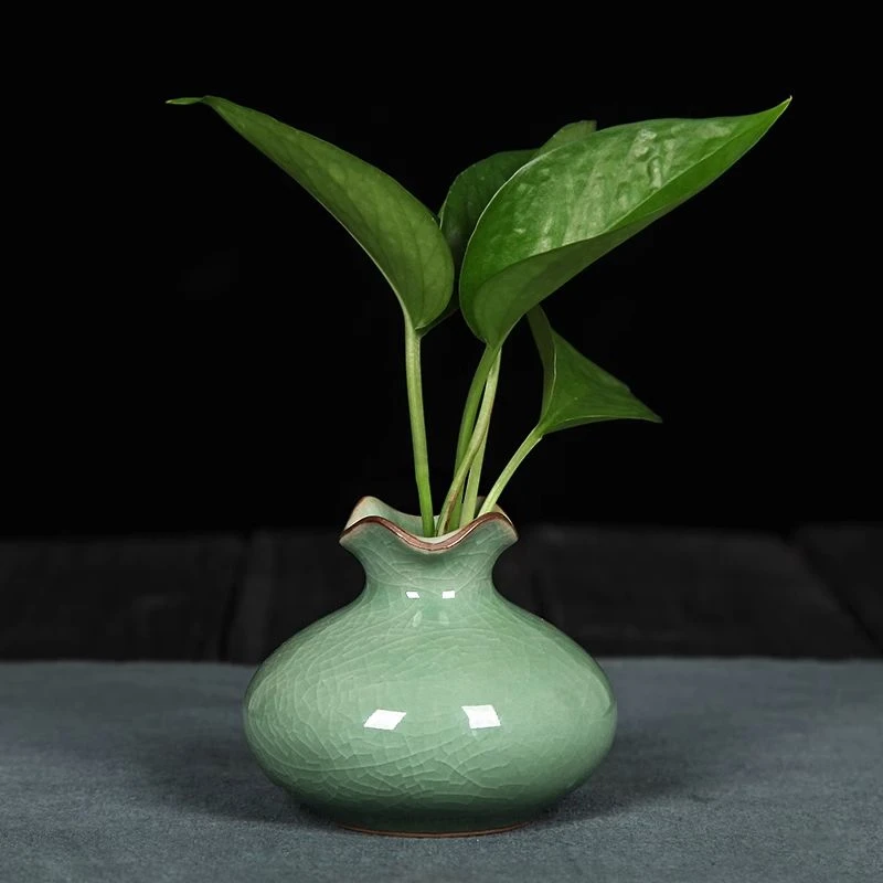 水培瓶青瓷创意家居装饰品摆件手工个性小花器台面花插小花瓶天青
