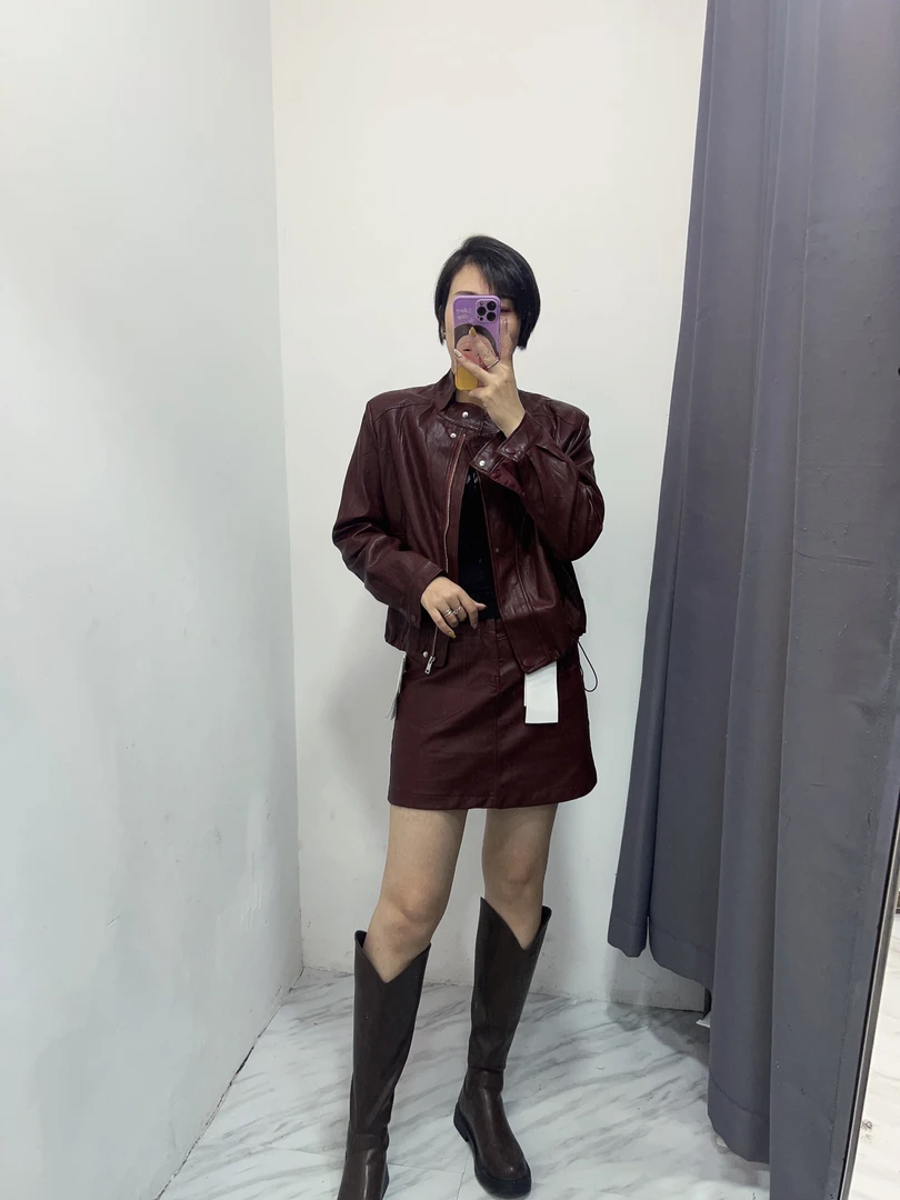6632莎姐家韩版时尚显瘦皮外套