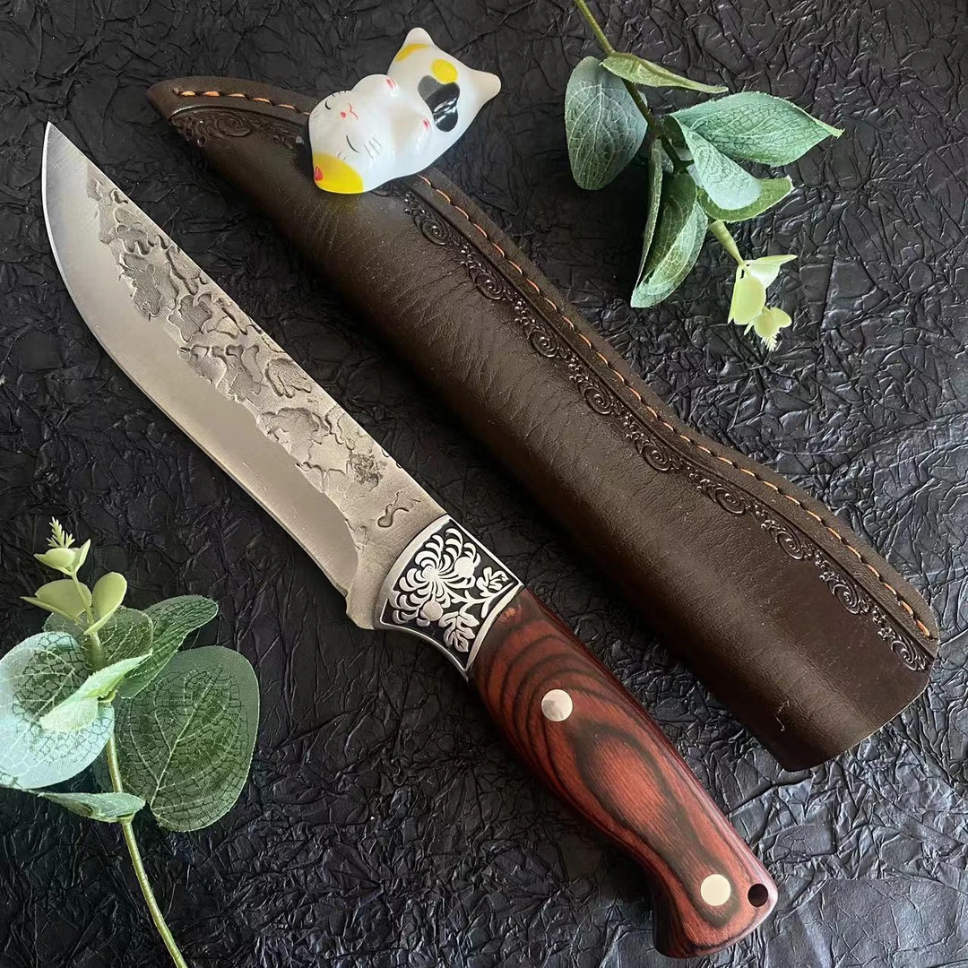 懿玺【新疆包邮】户外手工剔骨刀烧烤小刀露营牛排刀剔肉便携专用刀