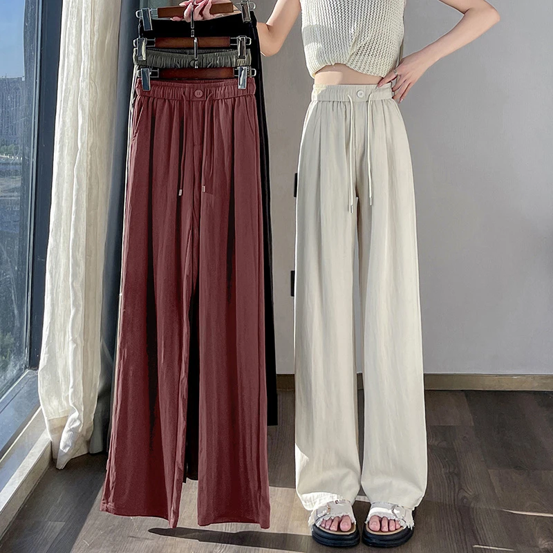 12夏季冰丝薄款阔腿裤13初中高中学生岁14女孩15速干休闲山本裤16