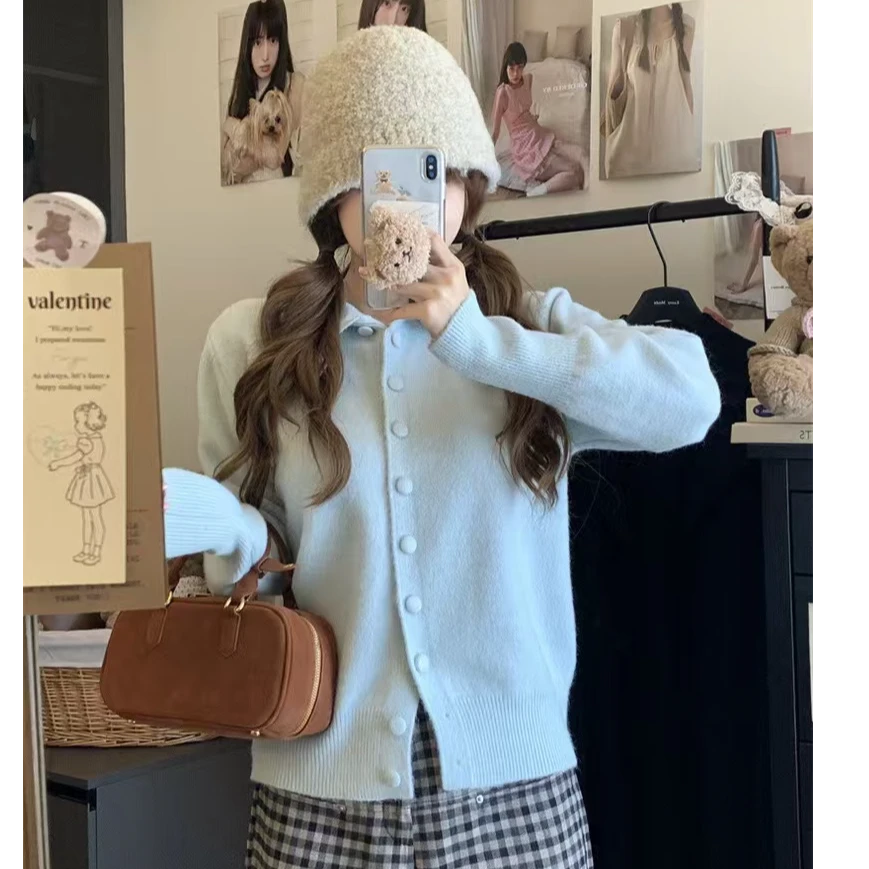 【高个子定制】温柔风软糯宽松毛衣高领单排扣开衫